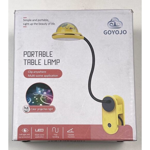 GOYOJO Kid's LED Portable Clip-On TABLE LAMP w/ Galaxy Color Projection NIB NEW - Picture 5 of 7